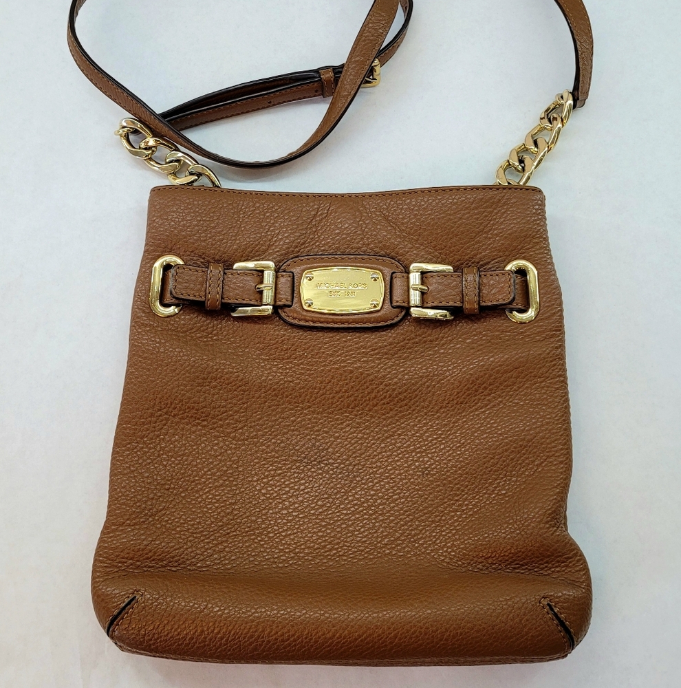 Brown Leather Crossbody Bag with Gold Accents Michael Kors